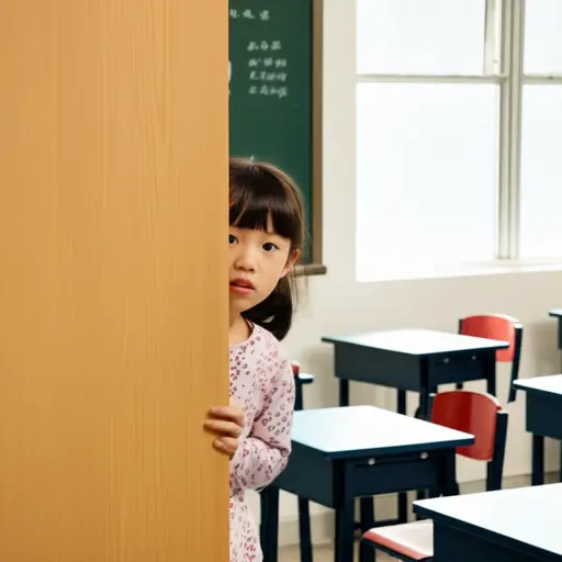 她偷偷往教室里瞄了一眼确认老师是否在。