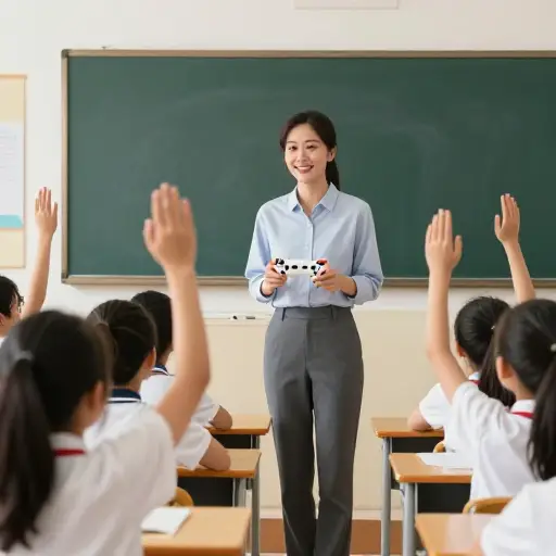 老师使用互动游戏来吸引学生参与课程。
