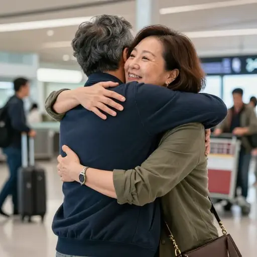 多年分离后，他们热情地拥抱。