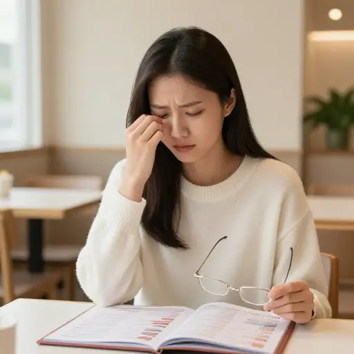 不戴眼镜的话，她看不清东西。