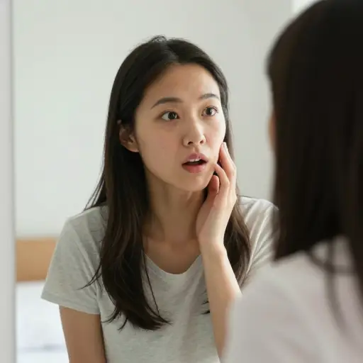 她不化妆的样子很不一样。