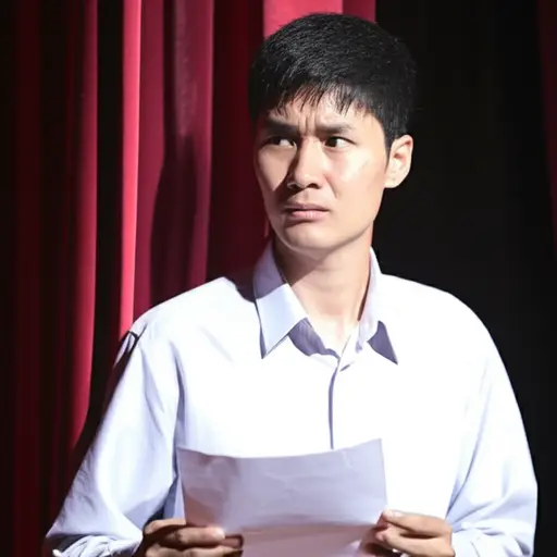 他紧张得直冒汗，因为马上就要上台演讲了。
