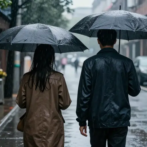 雨下得很大，所以我们浑身湿透了。
