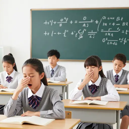 视频显示学生们在数学课上打哈欠。