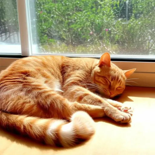 那只小猫咪在阳光下打盹。