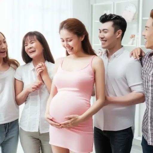 她很高兴地告诉我们她怀孕了。