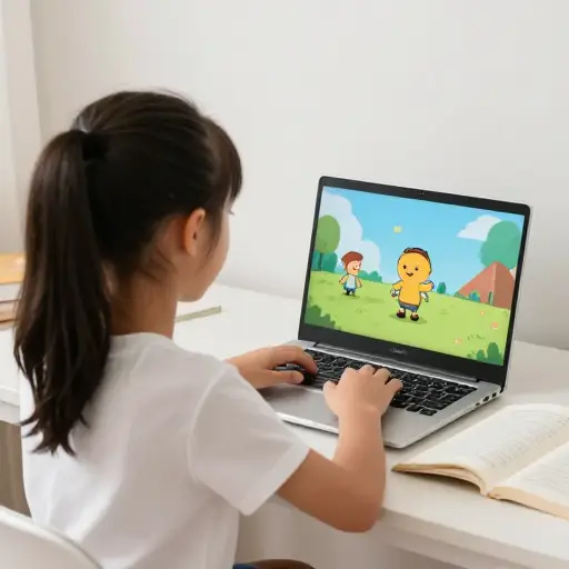 她通过看动画片学了一些日语。