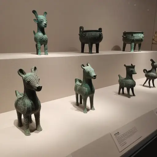 博物馆收藏了来自不同文化的古代青铜雕像。