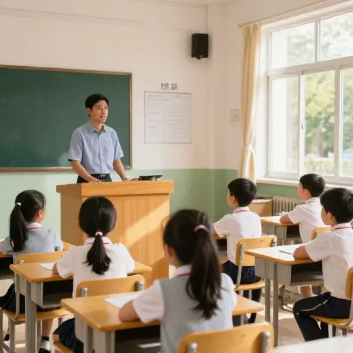 九点到十点他在给一年级的学生们上课。