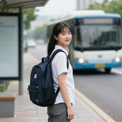 我喜欢乘坐公共交通去上学。