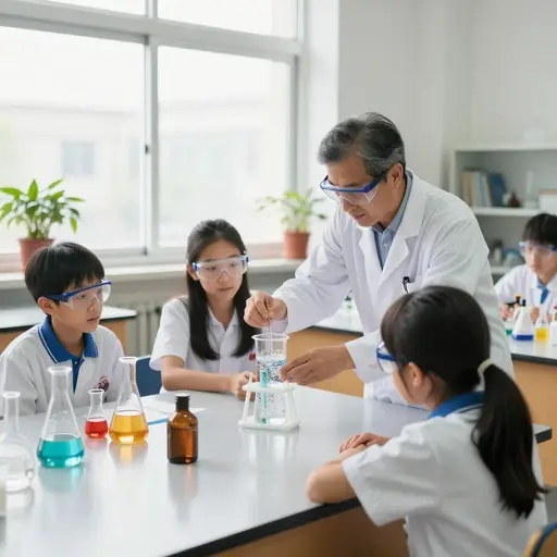 她的教学法将传统讲座与学校新科学实验室的动手实验相结合。