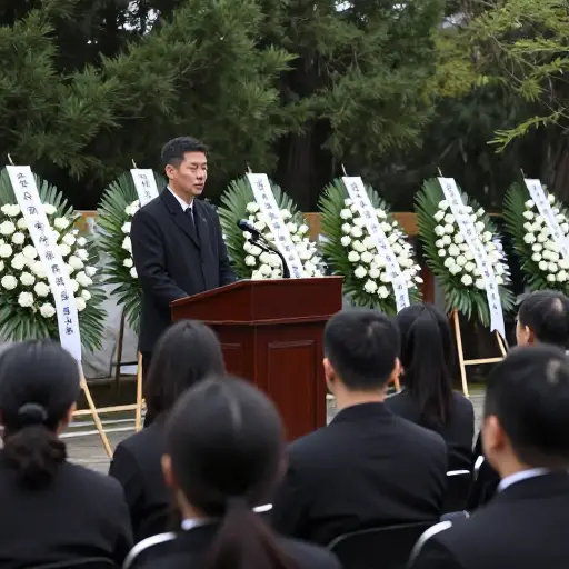 他在追悼会上发表了一段感人的悼词。