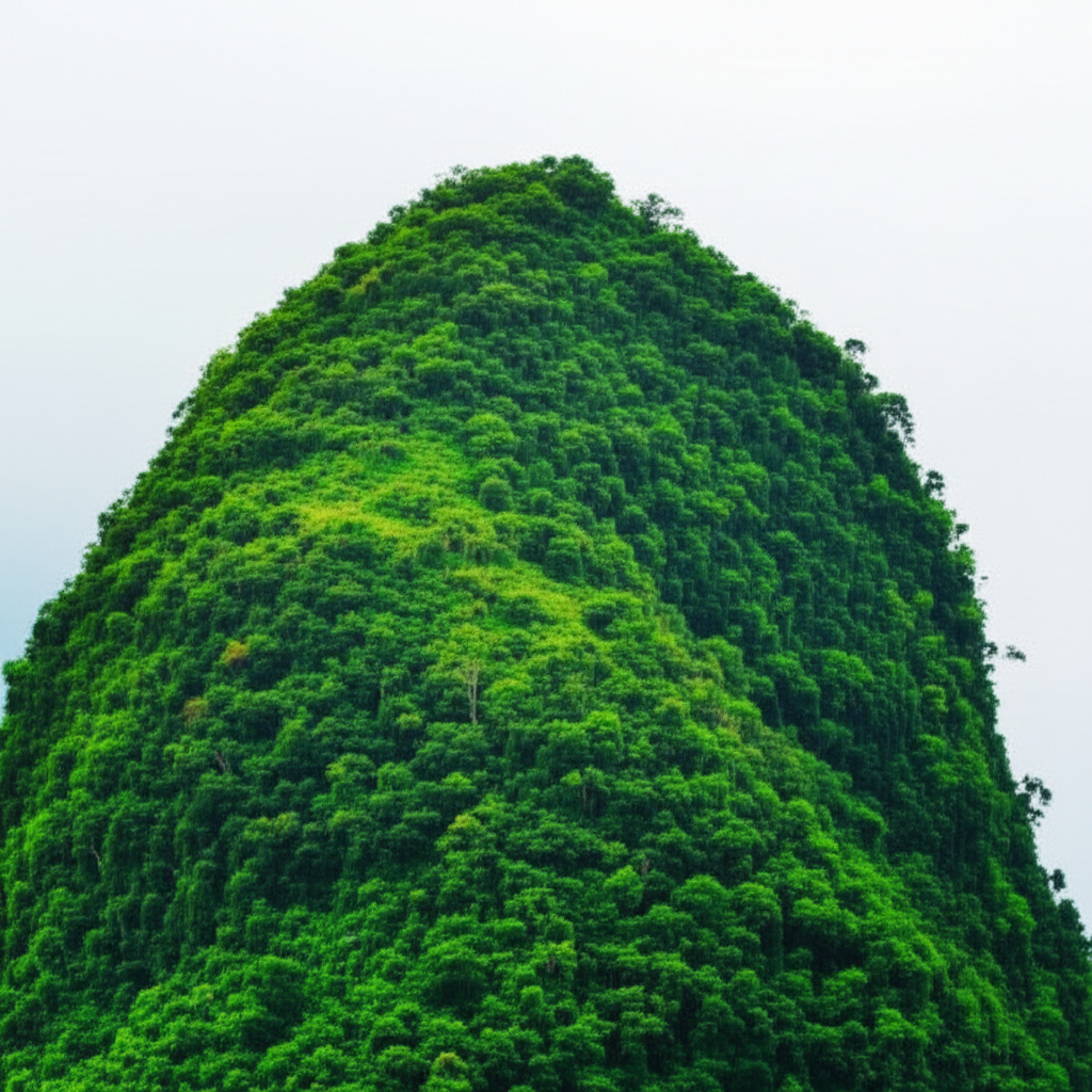 这座山覆盖着茂密的绿植。