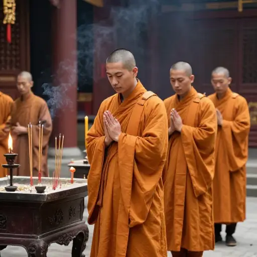 佛教僧侣在寺庙中主持重要的仪式。