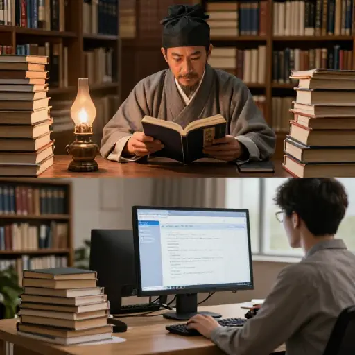 在过去，学者可能要花费数年时间寻找特定信息，而现在只需点击一下按钮就能轻松廉价地找到。