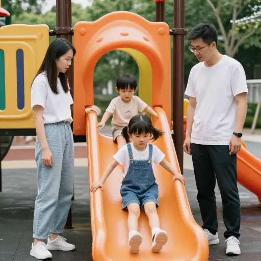 父母必须在游乐场照看他们的孩子。
