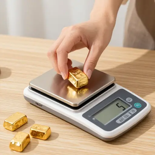 她精确称量了五盎司黄金。