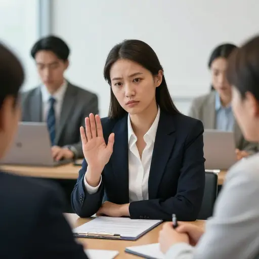会议期间，她微妙地示意表示不同意。