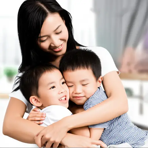 孩子们在母亲的怀抱中找到了安全感。