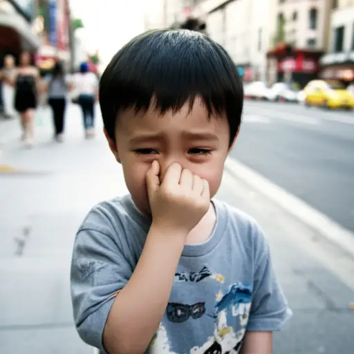 那个可怜的孩子迷路了，在街上哭泣。