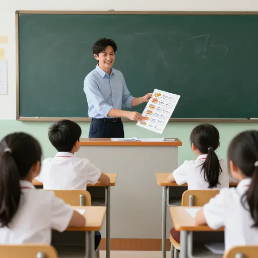 老师给了我们一份关于食物的词汇表。