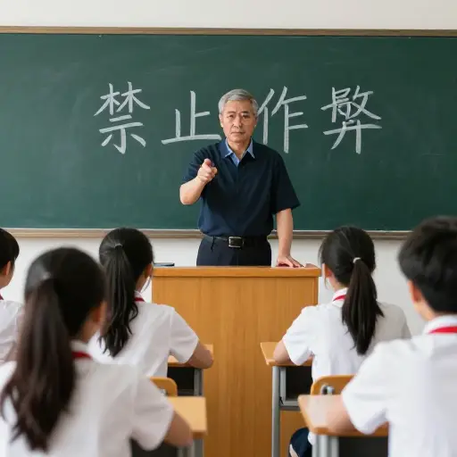 校长威胁要开除任何被抓到作弊的学生。