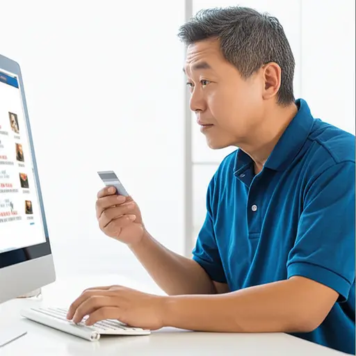我爸爸用信用卡在网上买书。