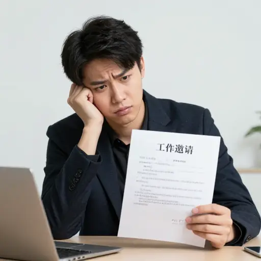 经过再三考虑，他勉强接受了这份工作邀请。