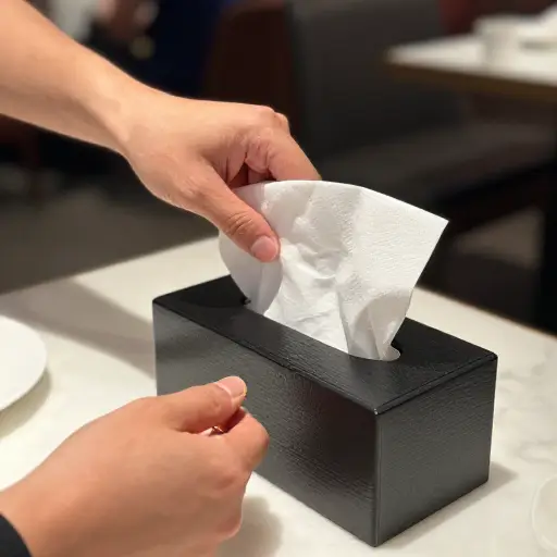 你能递给我一张餐巾纸吗？我的手有点脏。
