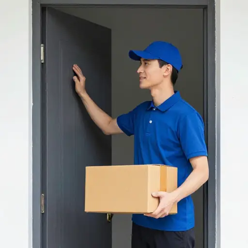 是快递员送你的包裹来了。