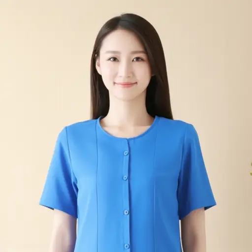 她今天穿了一件漂亮的蓝色衬衫。