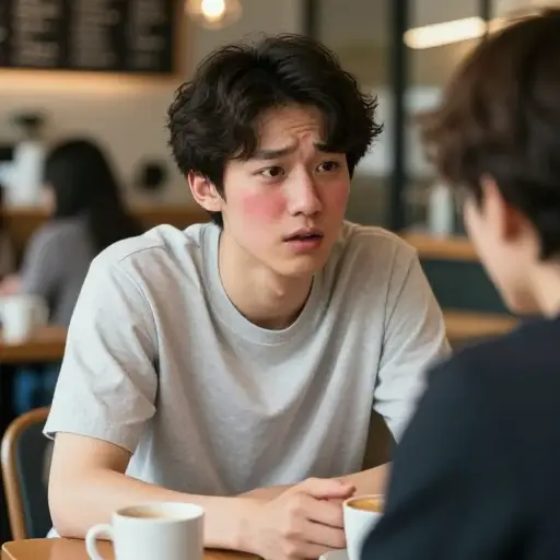 每次有人提起那件事，他都会脸红。