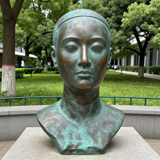 这座雕塑是用青铜铸造的。