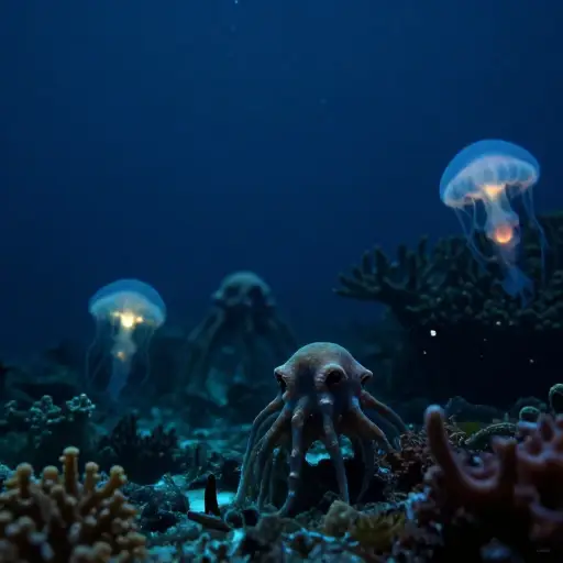 神秘的生物生活在海洋底部。