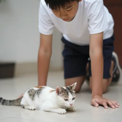 别吓到那只猫。