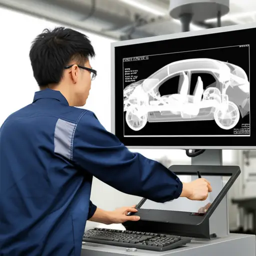 机械师用X光检查了汽车的内部构造。