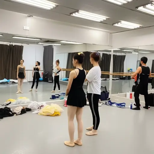 他们在后台反复排练舞蹈动作。