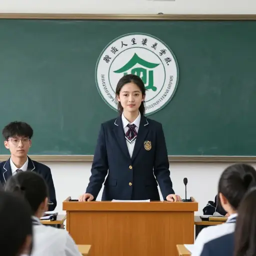 她在辩论比赛中代表她的学校。
