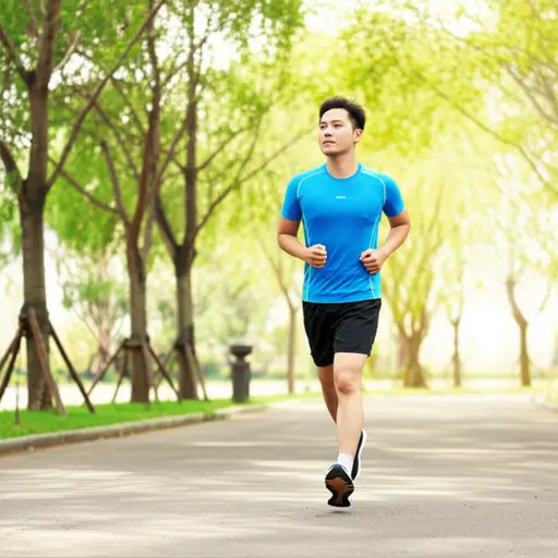 他每天早晨慢跑半小时保持健康。