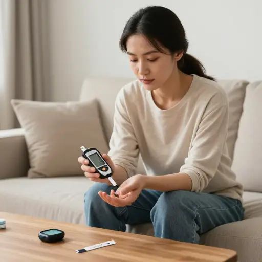 她每天都需要检查血糖来控制糖尿病。