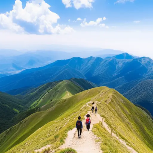 我们沿着山脊徒步，欣赏两边的风景。