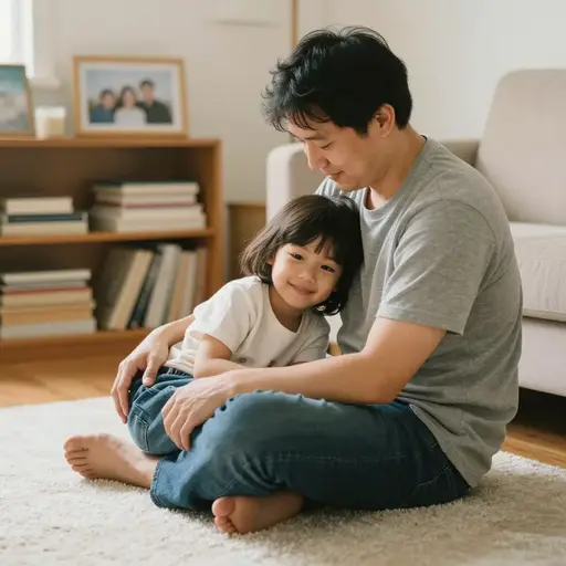 妻子去世后，他成为了一位单亲父亲。