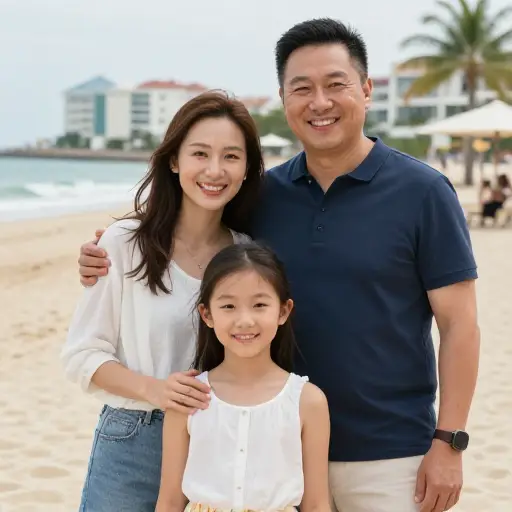 我们带我的侄女一起去度假。
