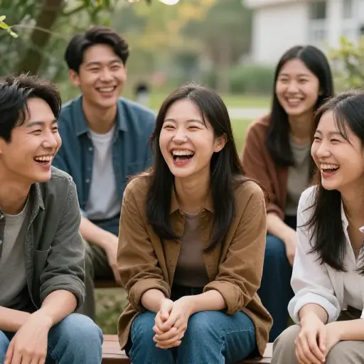 我们笑个不停。
