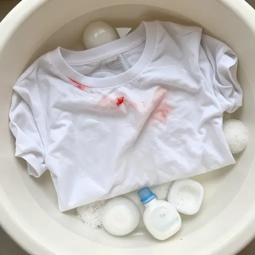 洗了几次之后，那块血渍终于被洗掉了。