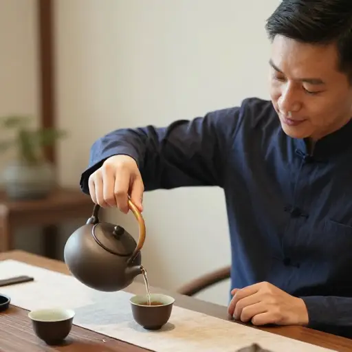 他的举止优雅，显示出良好的教养。