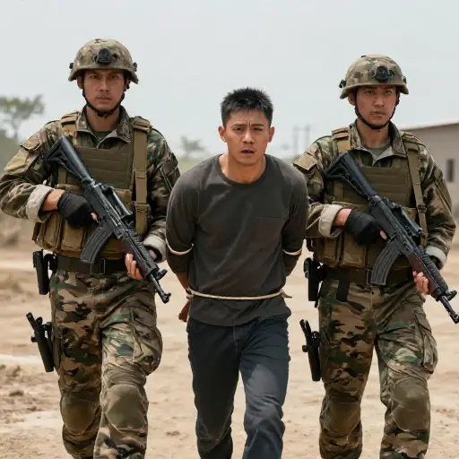 他被武装士兵俘虏了。