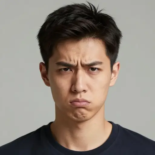 从他的表情来看，他不太高兴。