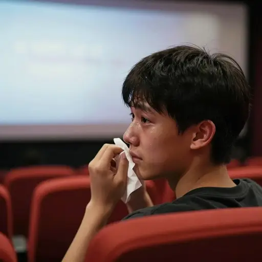 昨晚看那部电影时，我简直哭成了泪人。