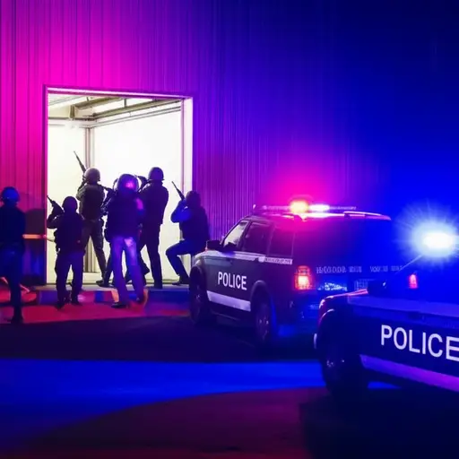 警方突袭了仓库中的非法设施。